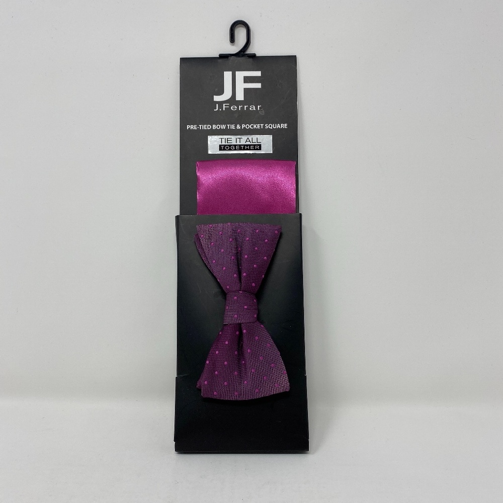 JF J. Ferrar Bow Tie & Pocket Square Combo Dots